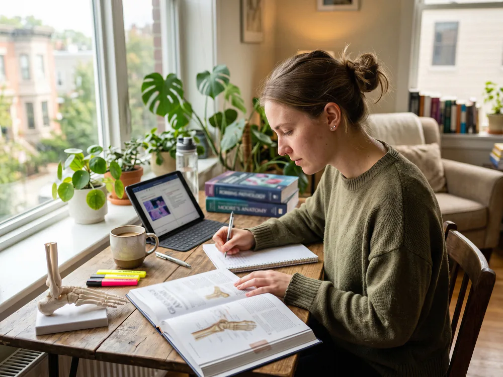 Podiatry student studying for APMLE Part 1